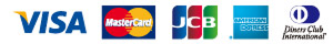 VISA Mastercard JCB American Express Diners Club